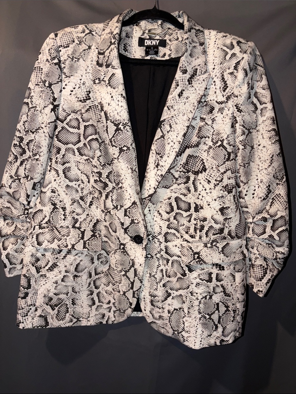 DKNY Black & White Snake-Print Blazer